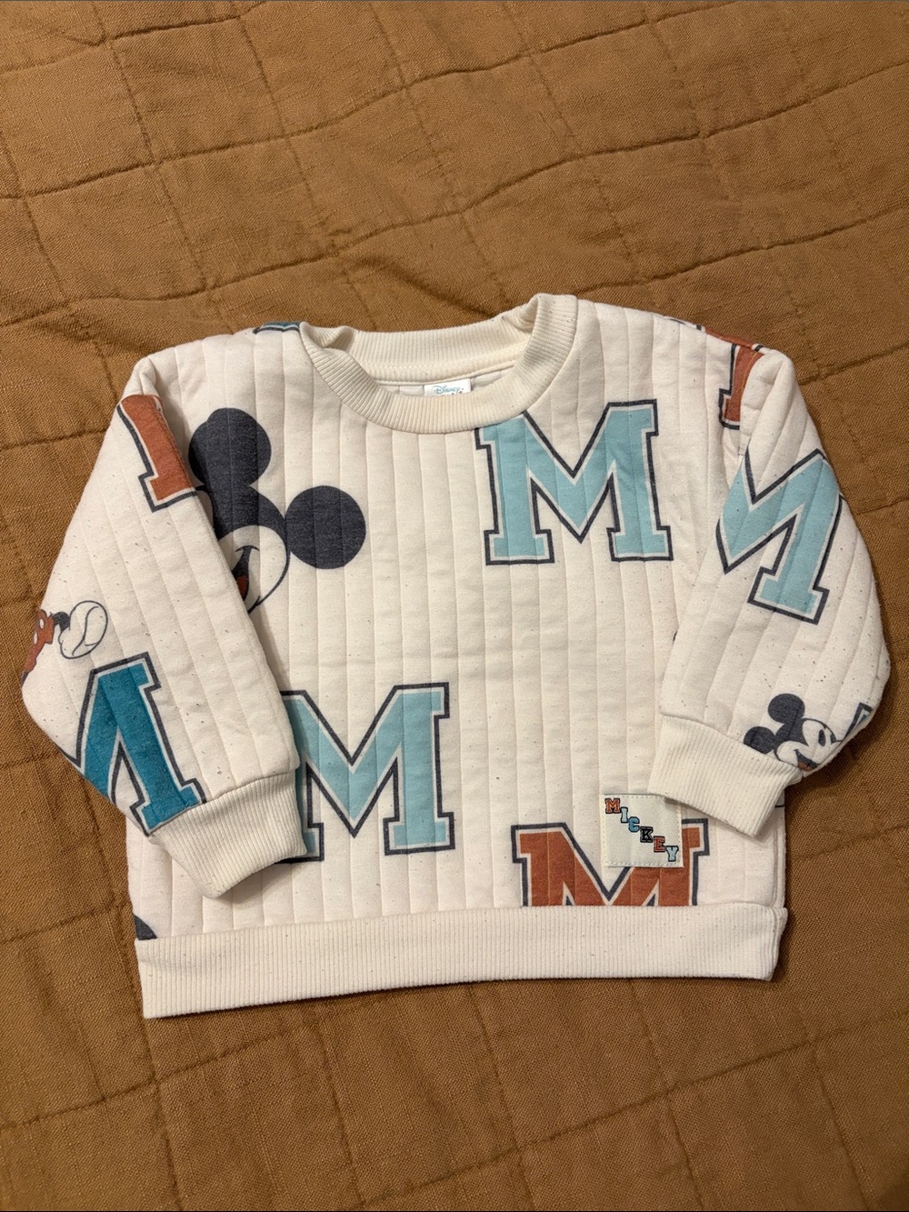 Disney Baby White Ribbed Infant Sweater